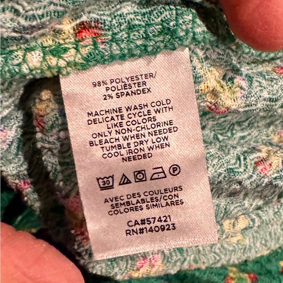 LOFT Floral Stretchy Long Sleeve Shirt, Kelly Green - Picture 6 of 6